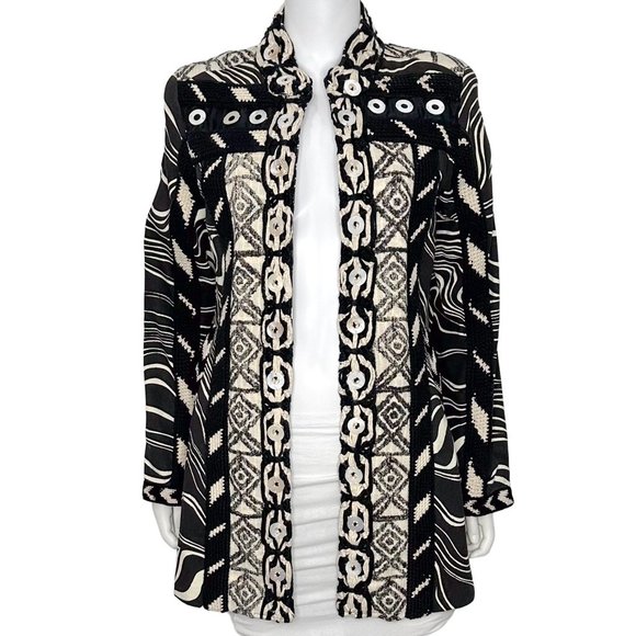 Sandy Starkman Vintage Embroidered Crochet Detail Overcoat Long Jacket Size S - Picture 1 of 16